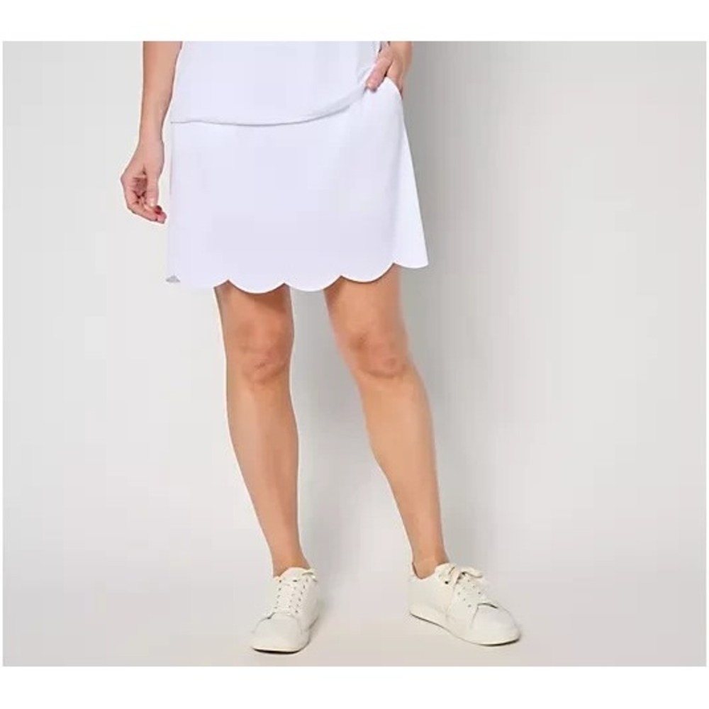 Susan Graver Regular Liquid Knit Skort with Pockets, White Small